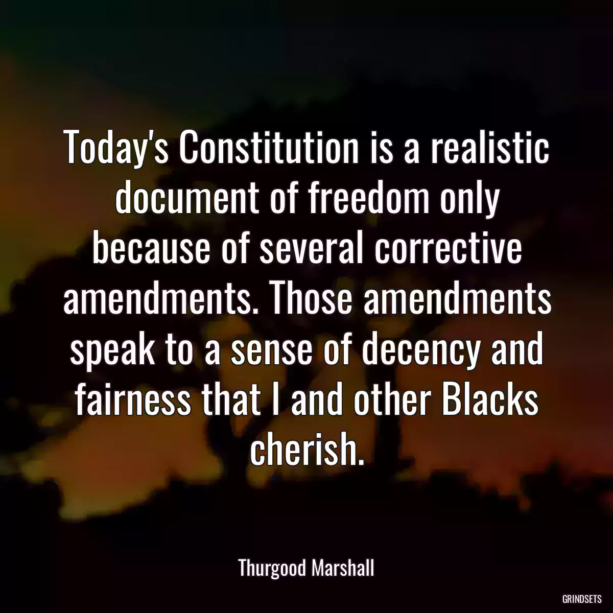 Today\'s Constitution is a realistic document of freedom only because of several corrective amendments. Those amendments speak to a sense of decency and fairness that I and other Blacks cherish.