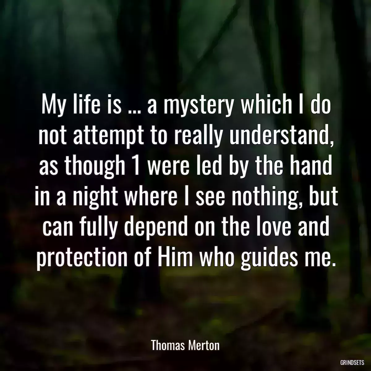 My life is ... a mystery which I do not attempt to really understand, as though 1 were led by the hand in a night where I see nothing, but can fully depend on the love and protection of Him who guides me.