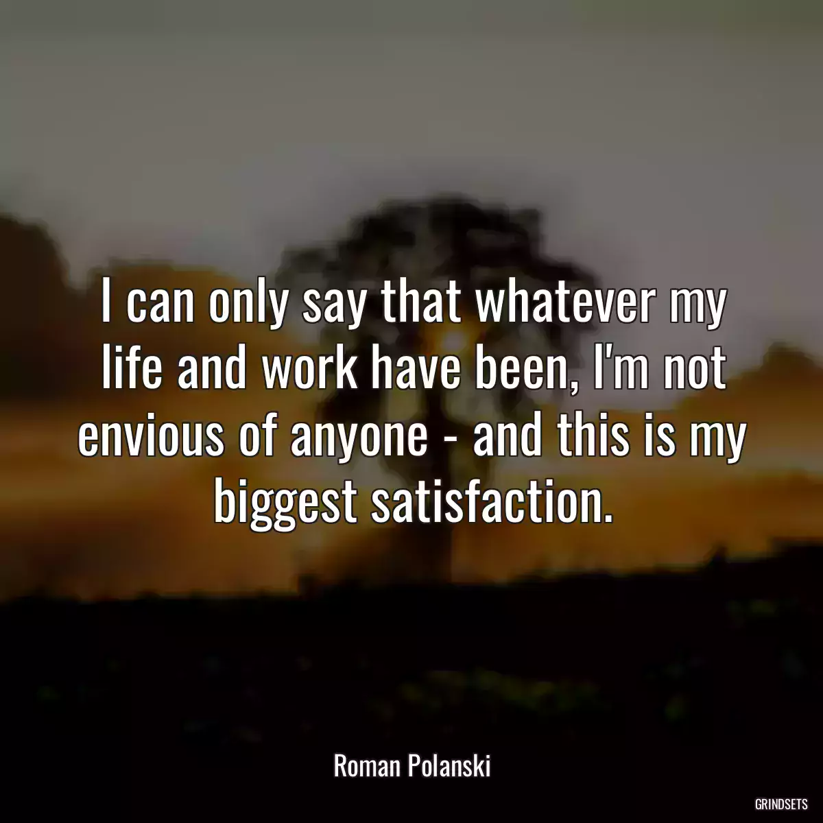 I can only say that whatever my life and work have been, I\'m not envious of anyone - and this is my biggest satisfaction.