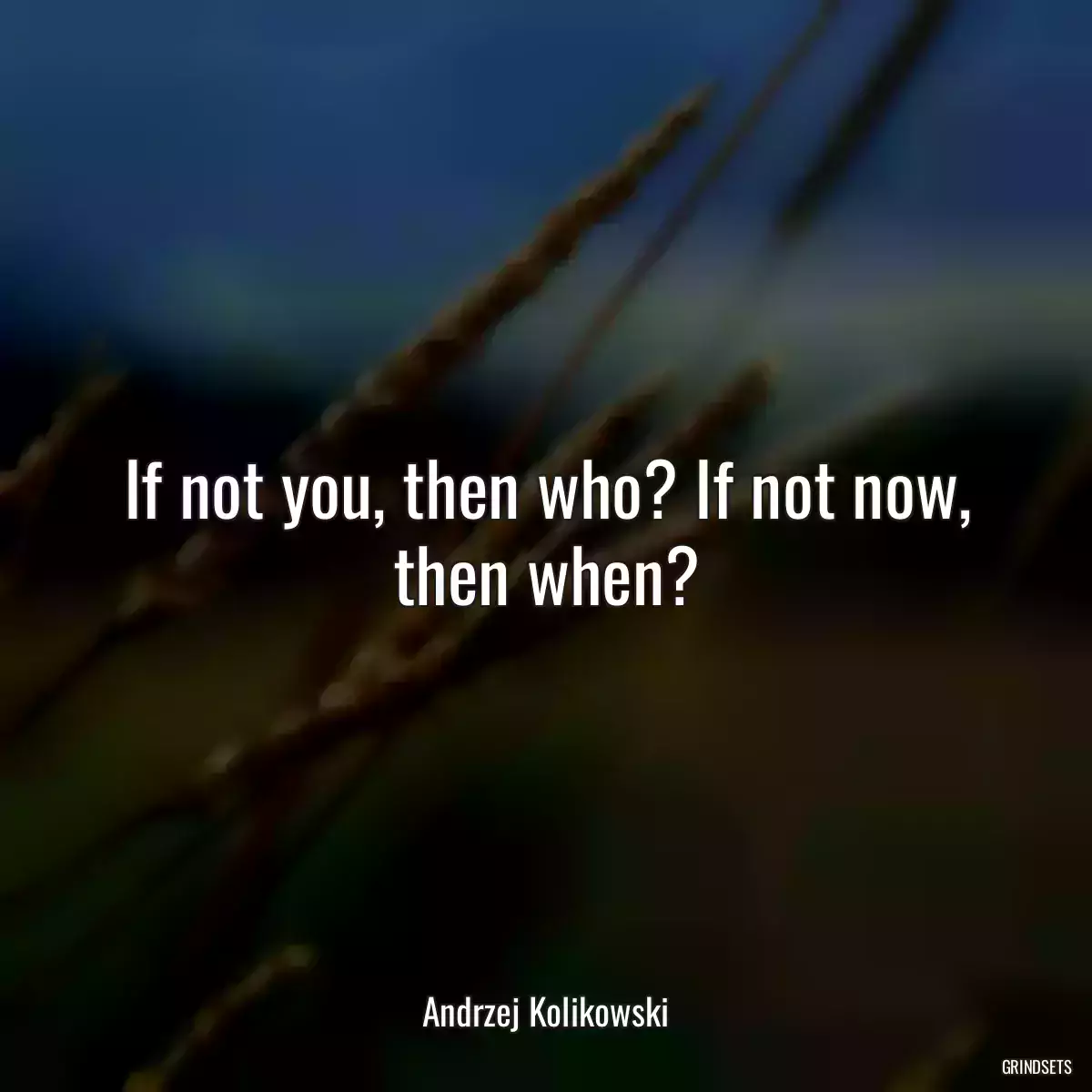 If not you, then who? If not now, then when?