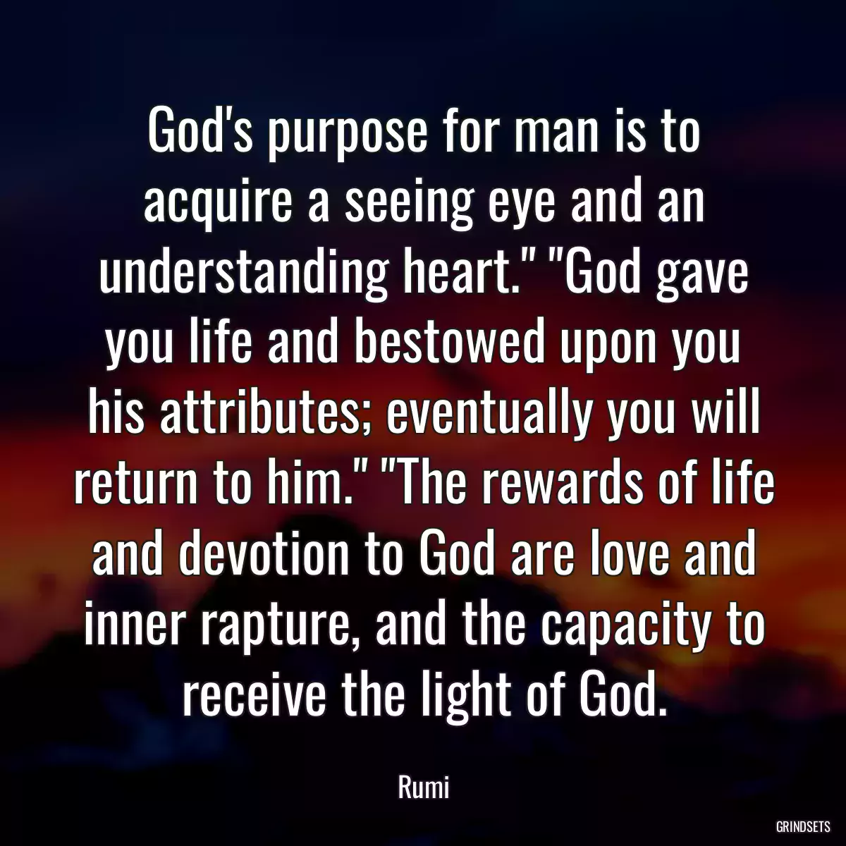 God\'s purpose for man is to acquire a seeing eye and an understanding heart.\