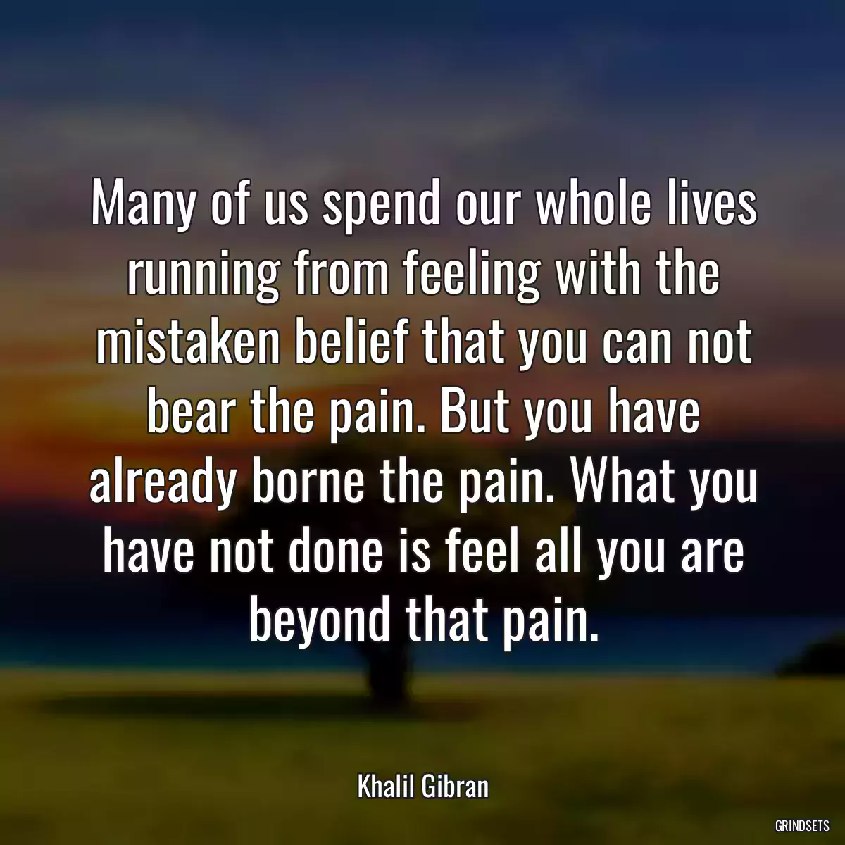 Many of us spend our whole lives running from feeling with the mistaken belief that you can not bear the pain. But you have already borne the pain. What you have not done is feel all you are beyond that pain.