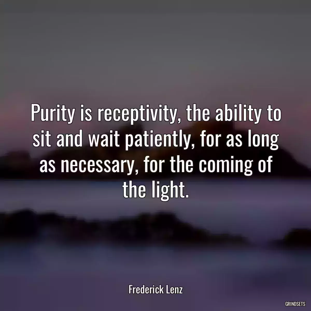 Purity is receptivity, the ability to sit and wait patiently, for as long as necessary, for the coming of the light.