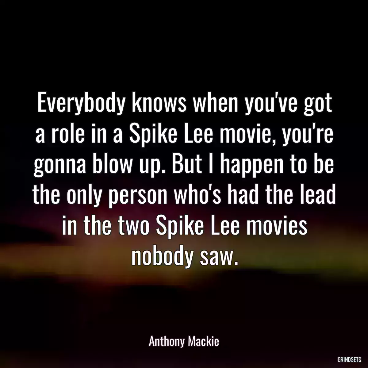 Everybody knows when you\'ve got a role in a Spike Lee movie, you\'re gonna blow up. But I happen to be the only person who\'s had the lead in the two Spike Lee movies nobody saw.