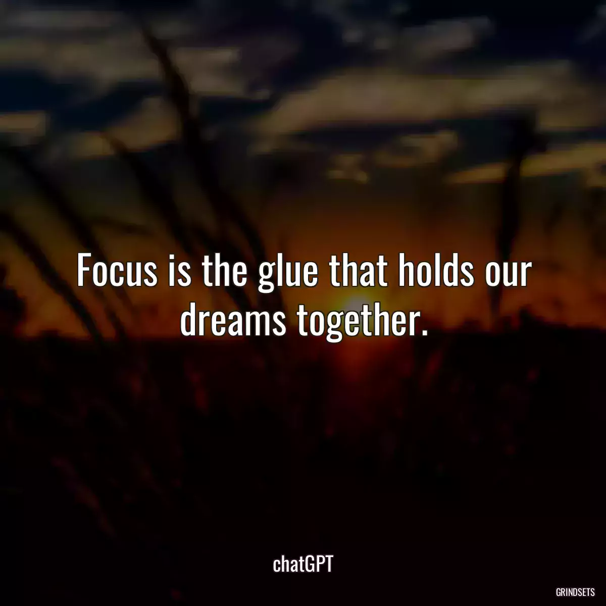 Focus is the glue that holds our dreams together.
