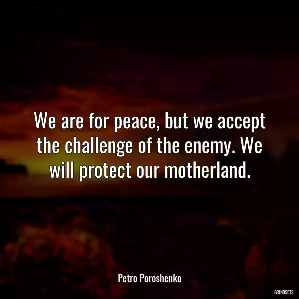 We are for peace, but we accept the challenge of the enemy. We will protect our motherland.