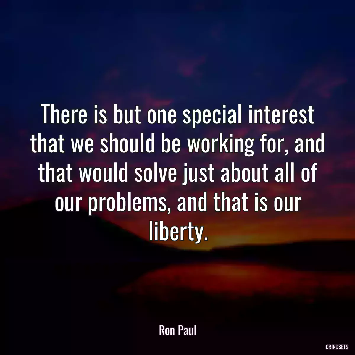There is but one special interest that we should be working for, and that would solve just about all of our problems, and that is our liberty.