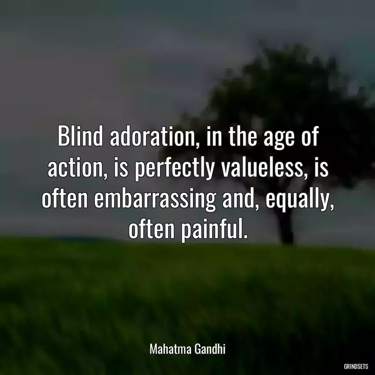 Blind adoration, in the age of action, is perfectly valueless, is often embarrassing and, equally, often painful.