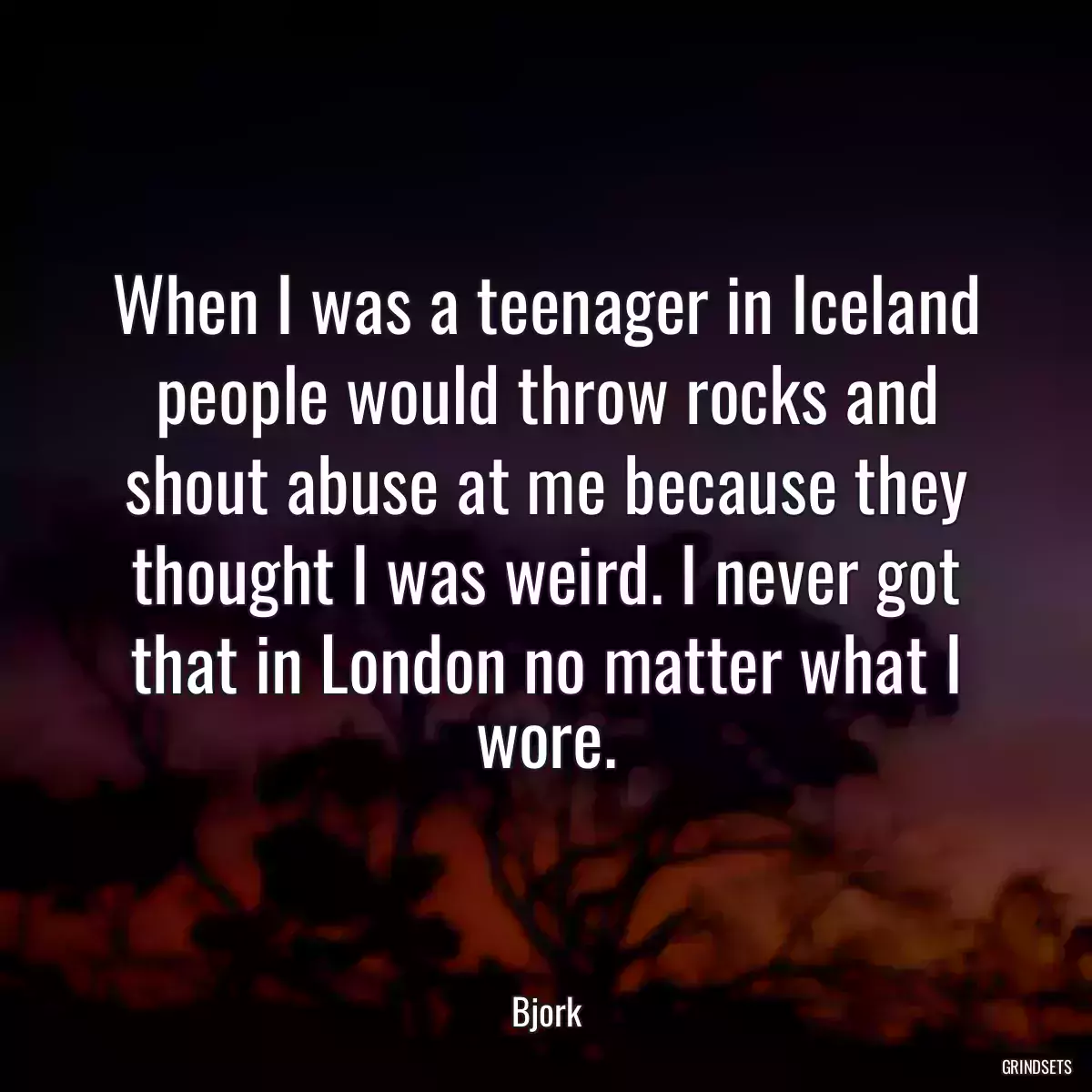 When I was a teenager in Iceland people would throw rocks and shout abuse at me because they thought I was weird. I never got that in London no matter what I wore.