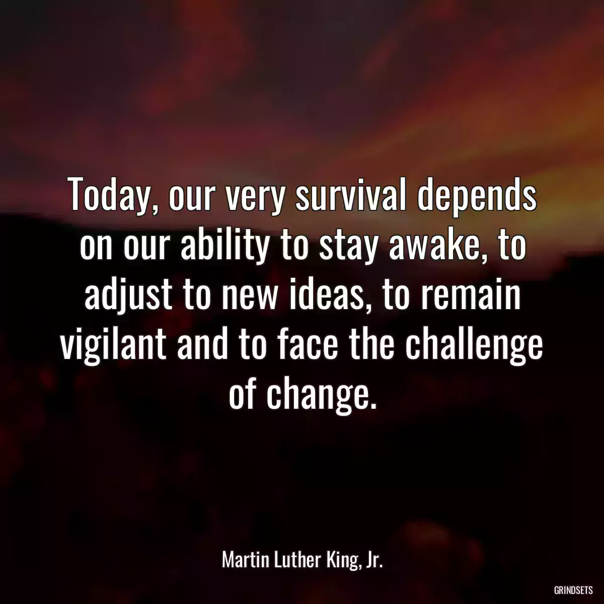 Today, our very survival depends on our ability to stay awake, to adjust to new ideas, to remain vigilant and to face the challenge of change.