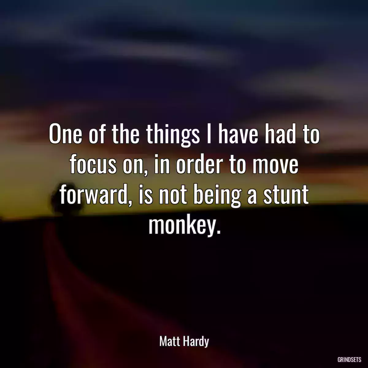 One of the things I have had to focus on, in order to move forward, is not being a stunt monkey.