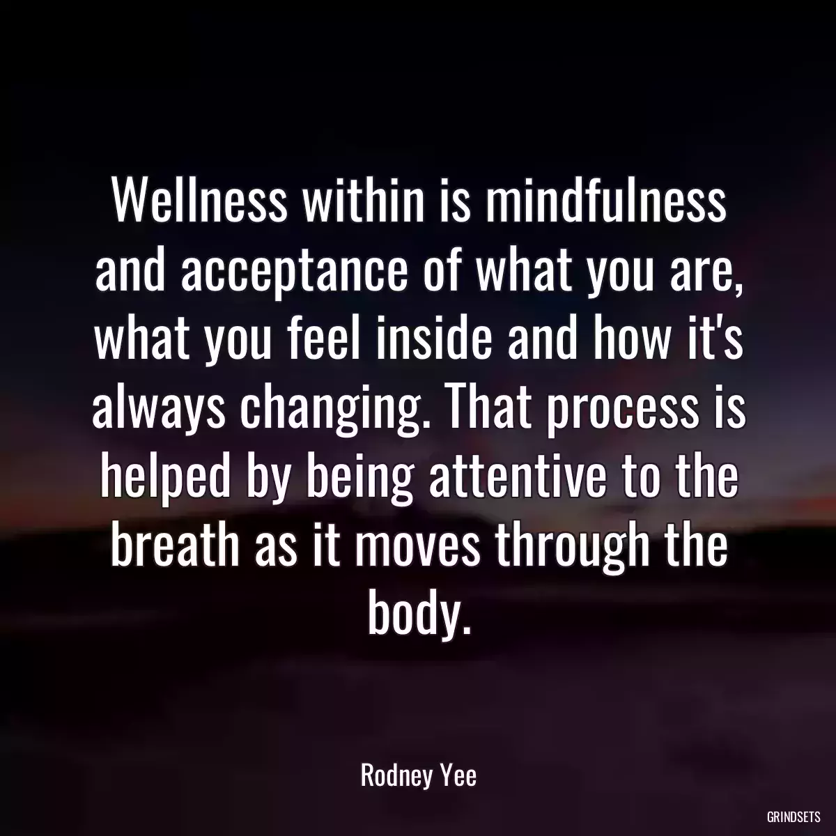 Wellness within is mindfulness and acceptance of what you are, what you feel inside and how it\'s always changing. That process is helped by being attentive to the breath as it moves through the body.