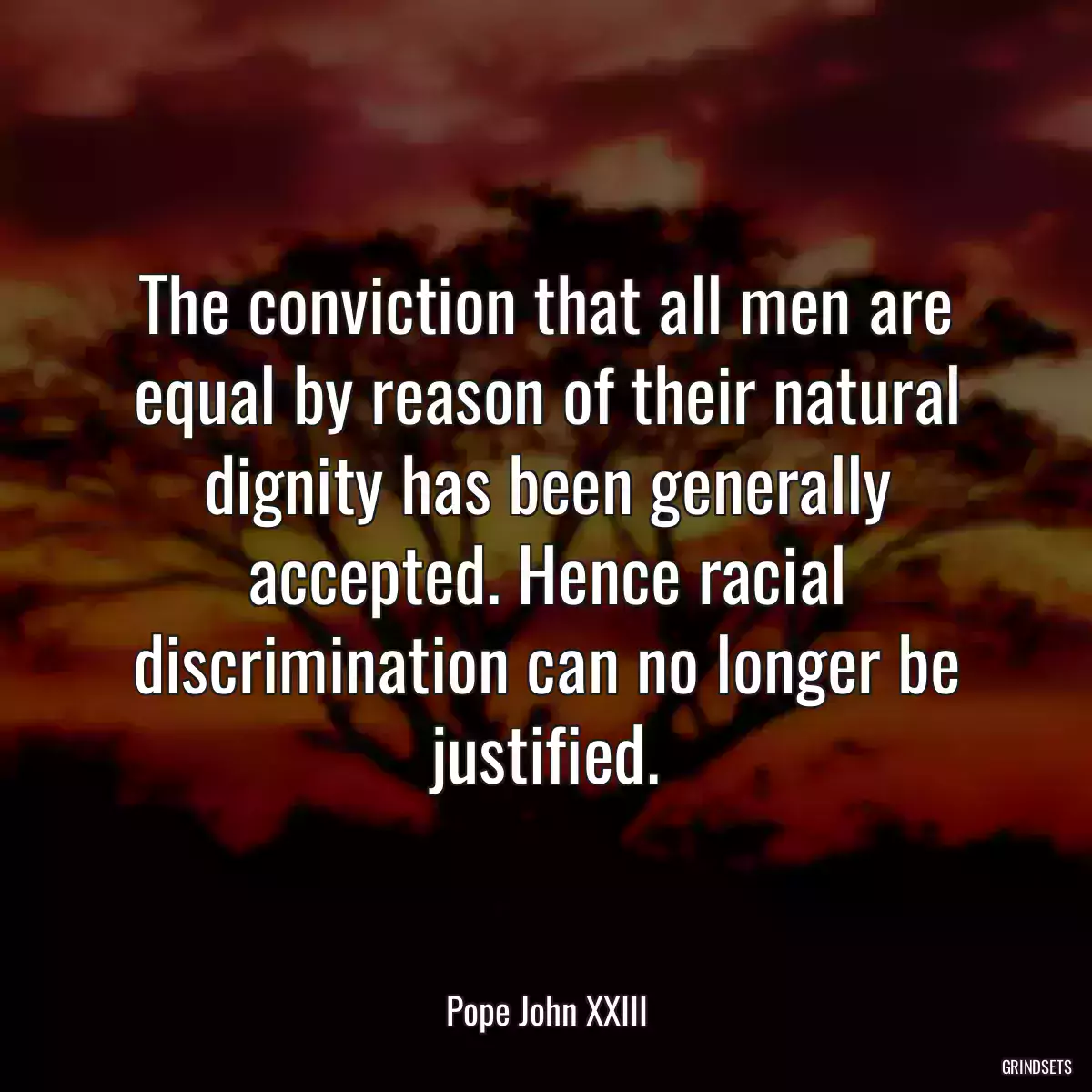 The conviction that all men are equal by reason of their natural dignity has been generally accepted. Hence racial discrimination can no longer be justified.