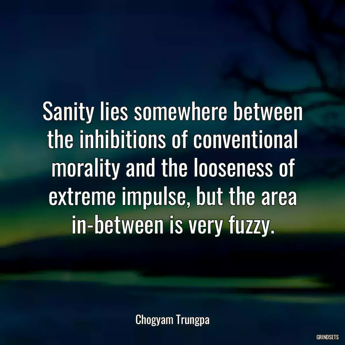 Sanity lies somewhere between the inhibitions of conventional morality and the looseness of extreme impulse, but the area in-between is very fuzzy.