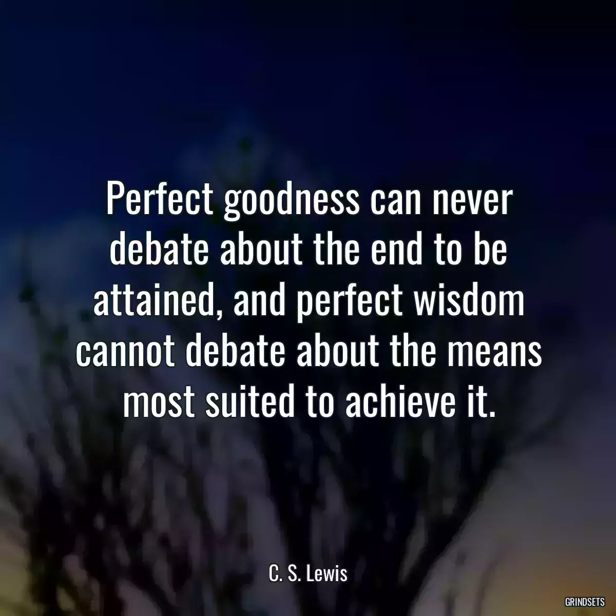 Perfect goodness can never debate about the end to be attained, and perfect wisdom cannot debate about the means most suited to achieve it.