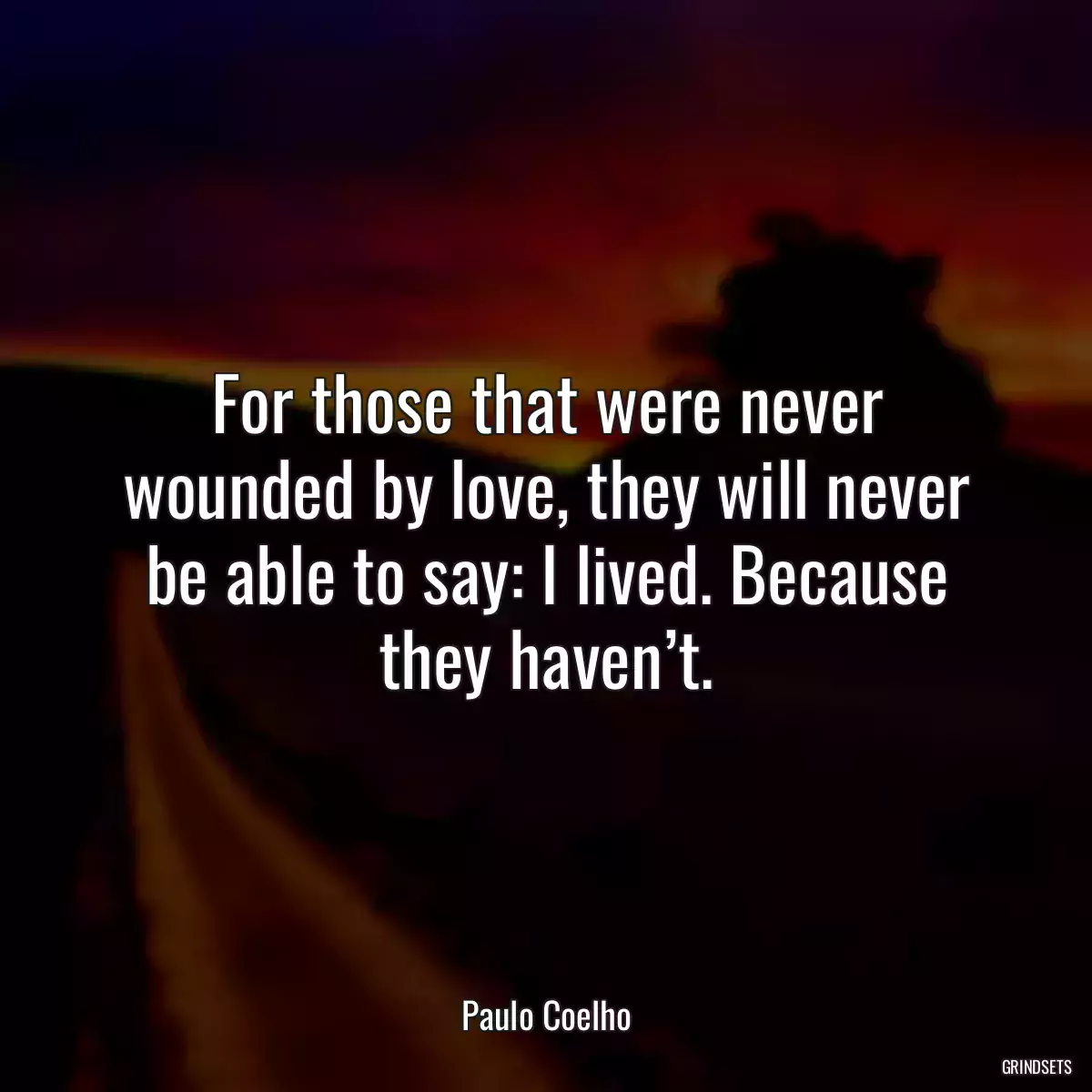 For those that were never wounded by love, they will never be able to say: I lived. Because they haven’t.