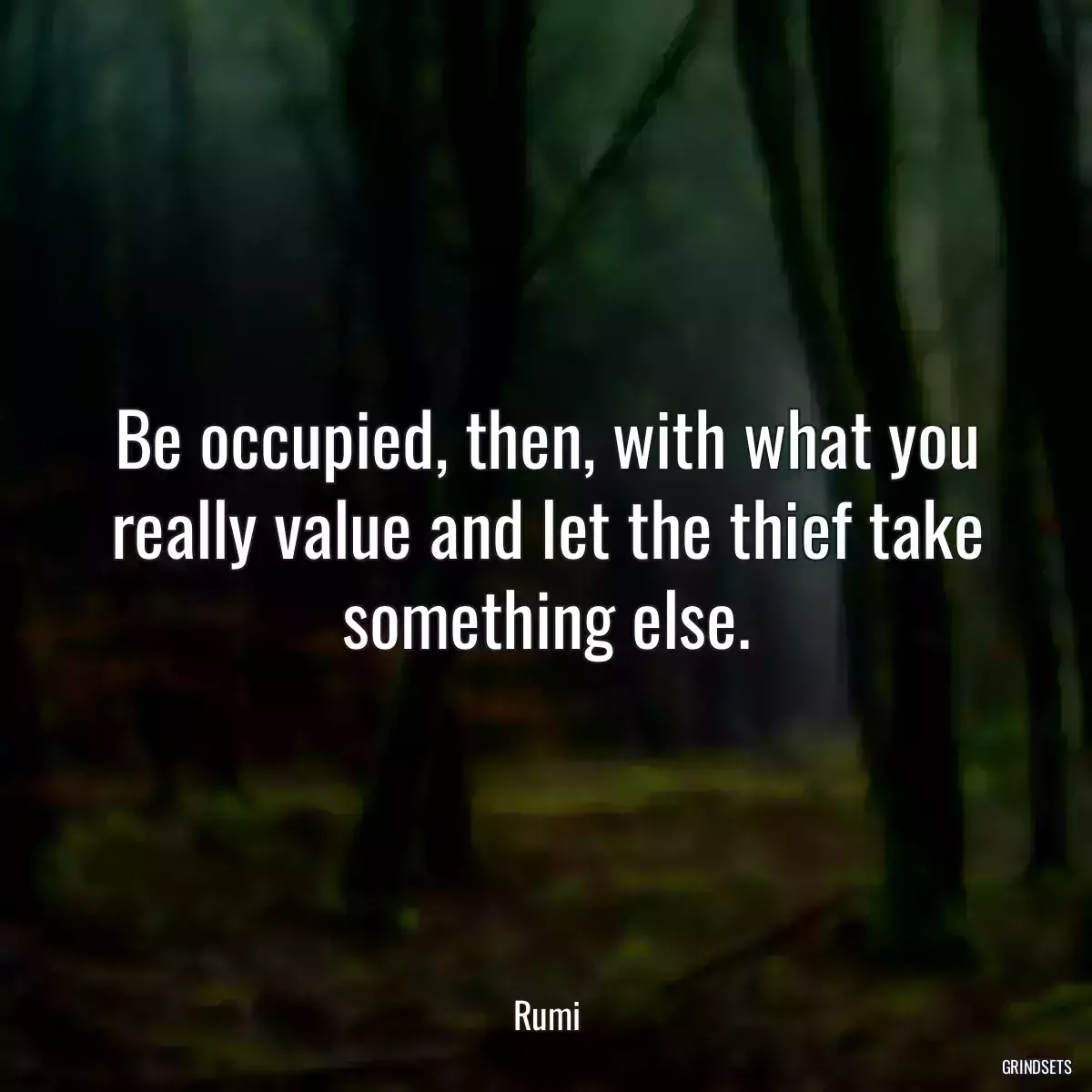 Be occupied, then, with what you really value and let the thief take something else.