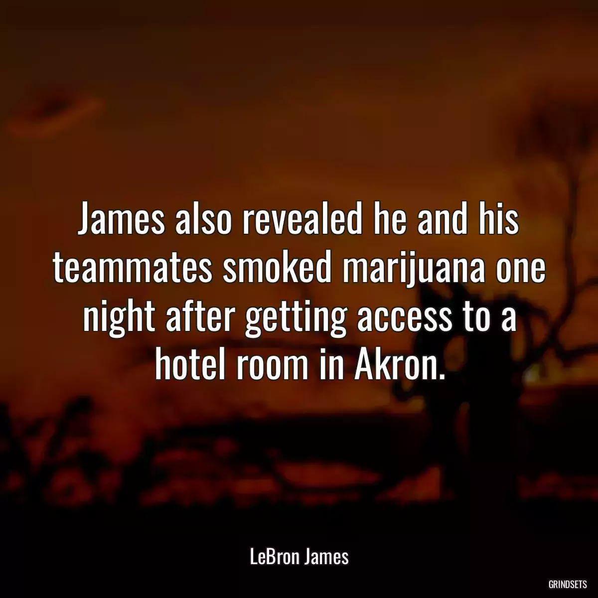 James also revealed he and his teammates smoked marijuana one night after getting access to a hotel room in Akron.