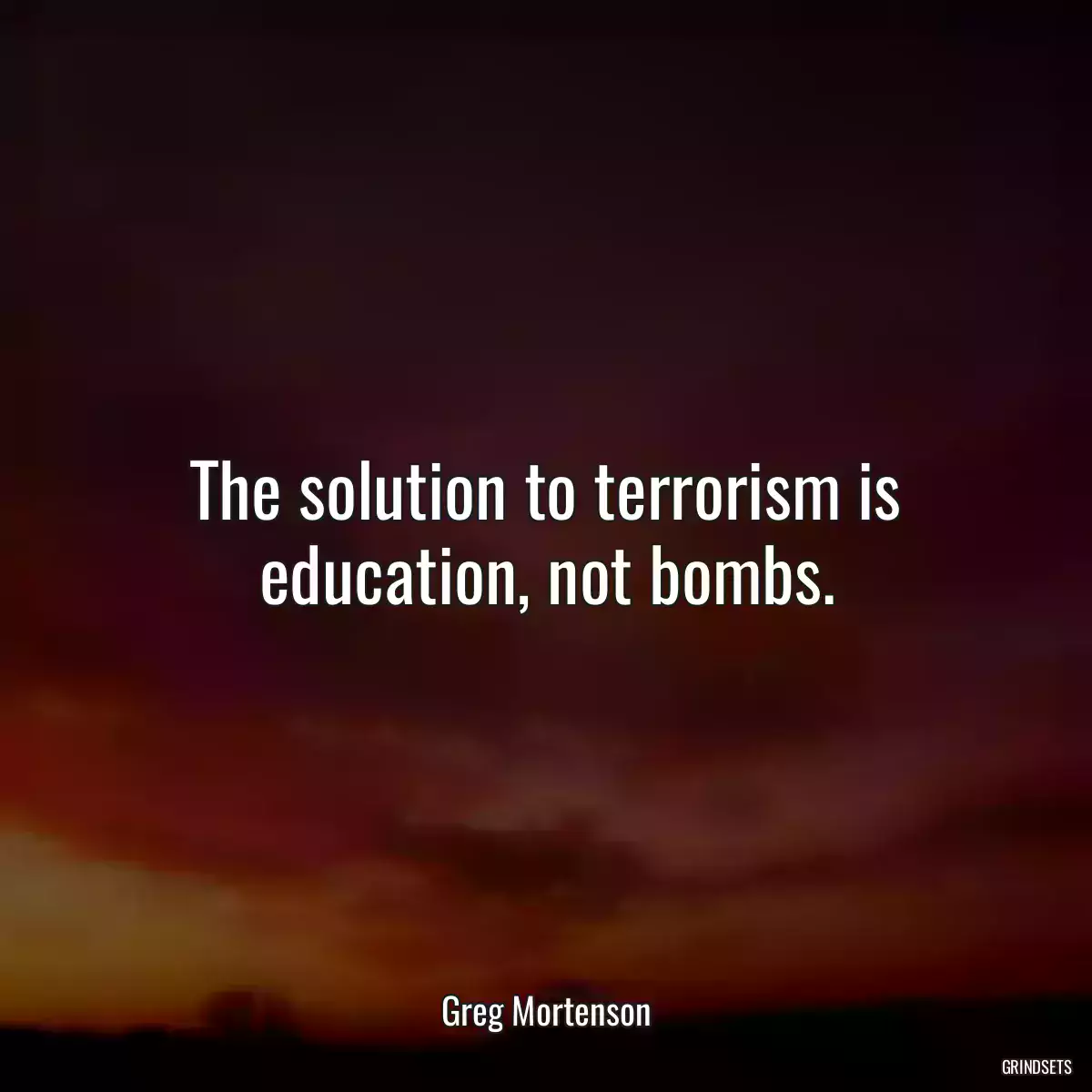 The solution to terrorism is education, not bombs.