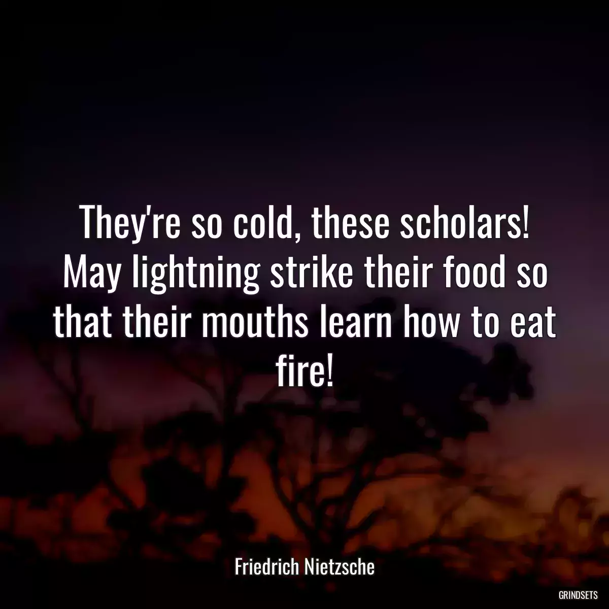 They\'re so cold, these scholars! May lightning strike their food so that their mouths learn how to eat fire!