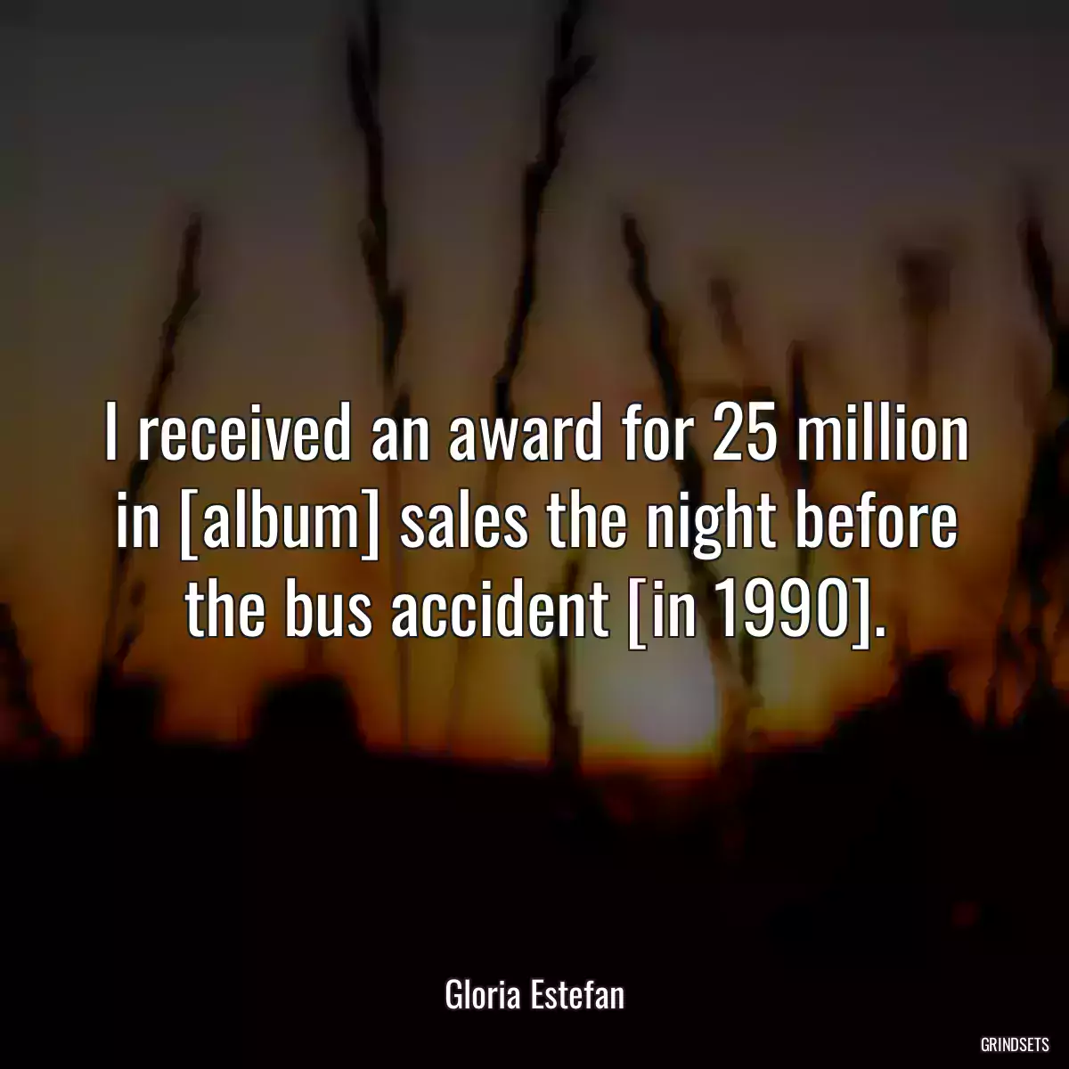 I received an award for 25 million in [album] sales the night before the bus accident [in 1990].