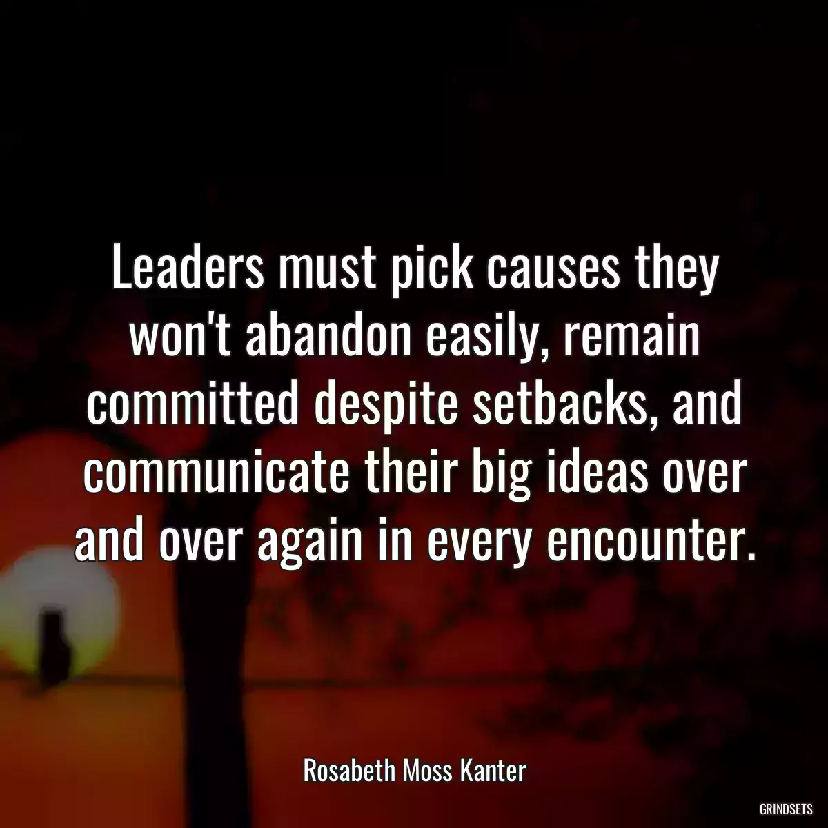 Leaders must pick causes they won\'t abandon easily, remain committed despite setbacks, and communicate their big ideas over and over again in every encounter.