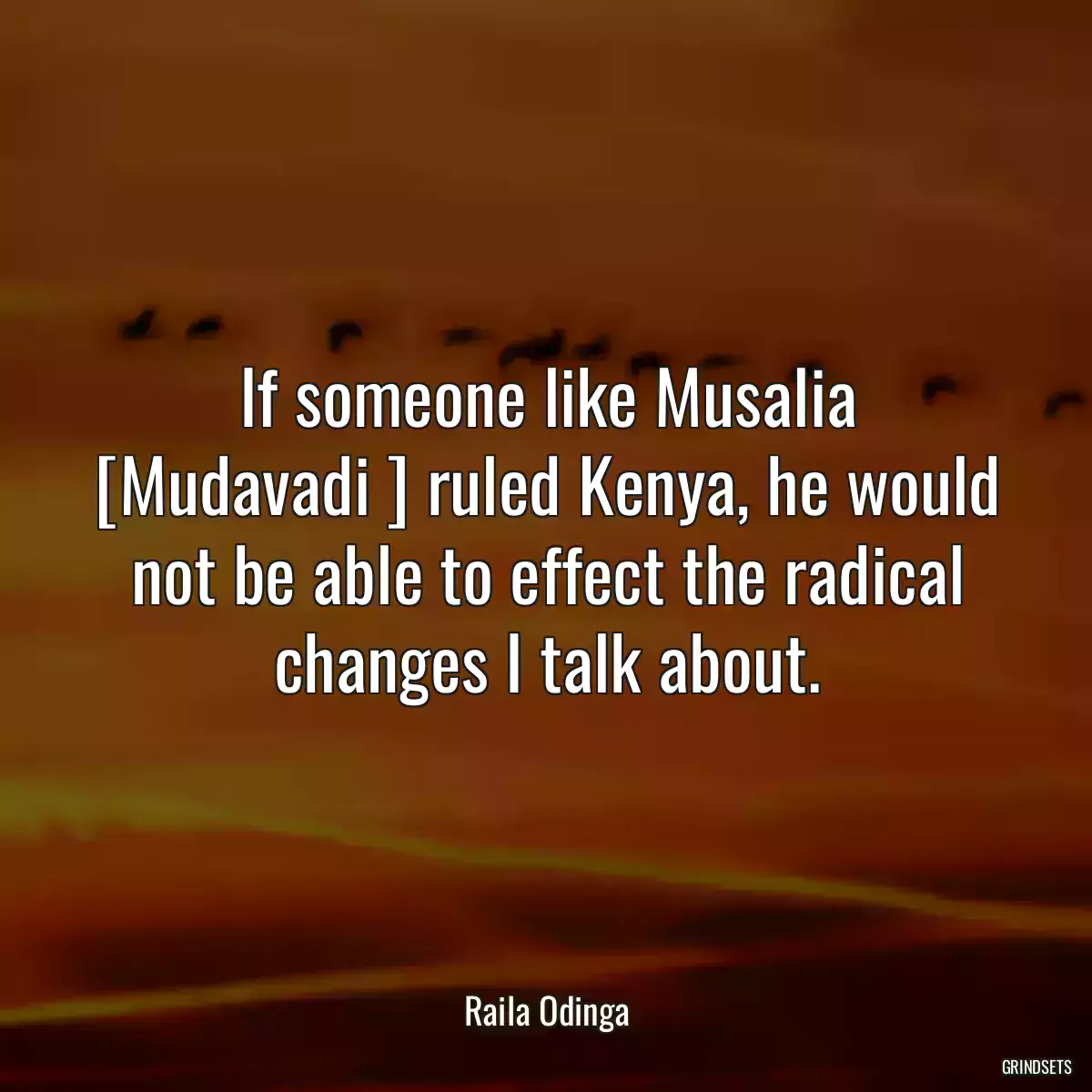 If someone like Musalia [Mudavadi ] ruled Kenya, he would not be able to effect the radical changes I talk about.