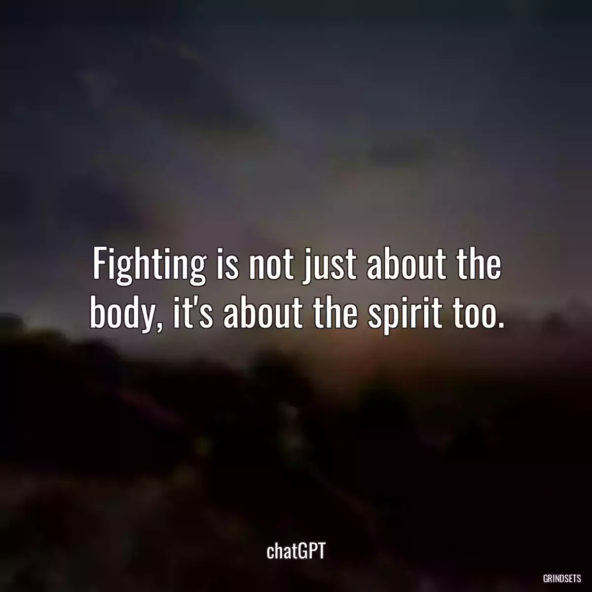 Fighting is not just about the body, it\'s about the spirit too.