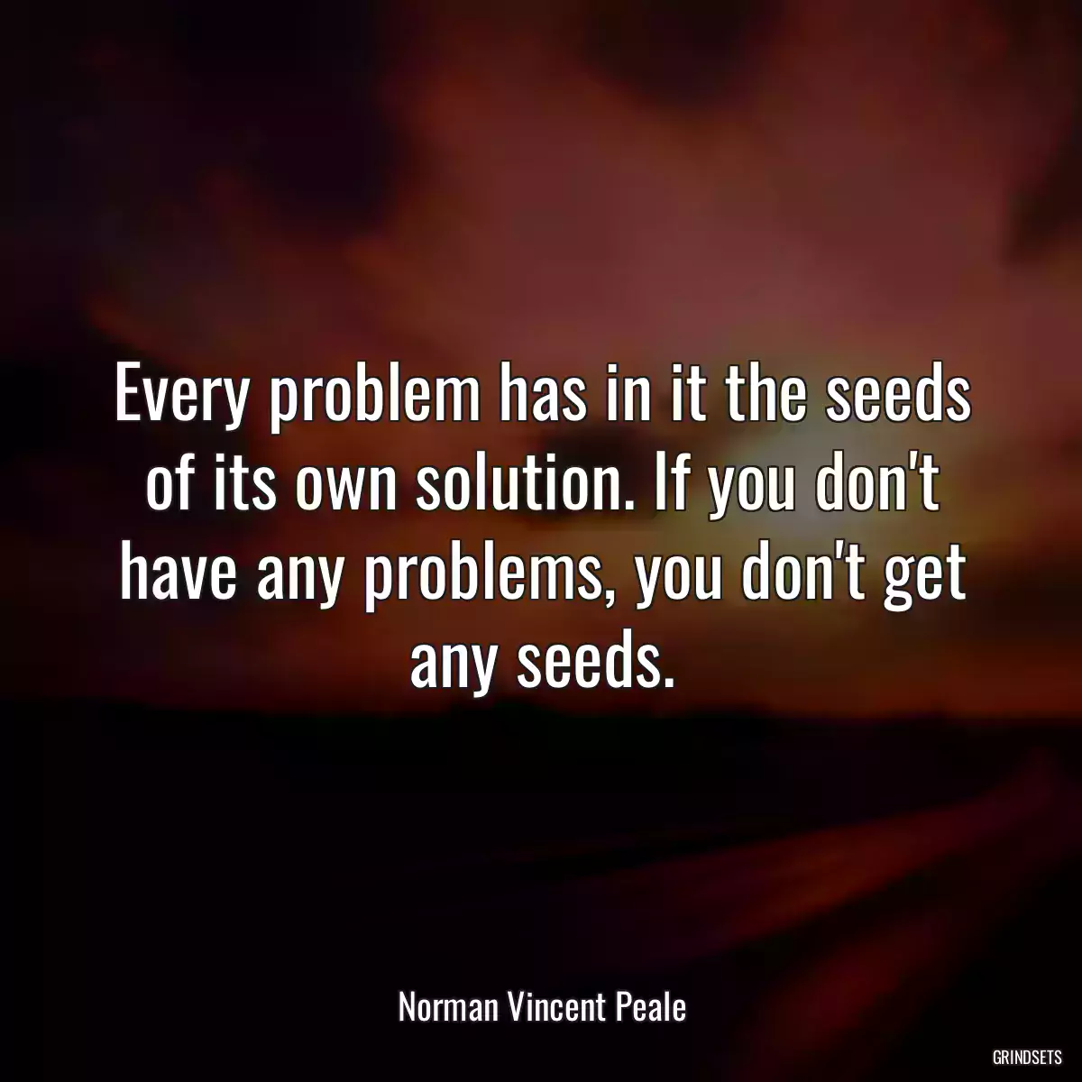 Every problem has in it the seeds of its own solution. If you don\'t have any problems, you don\'t get any seeds.