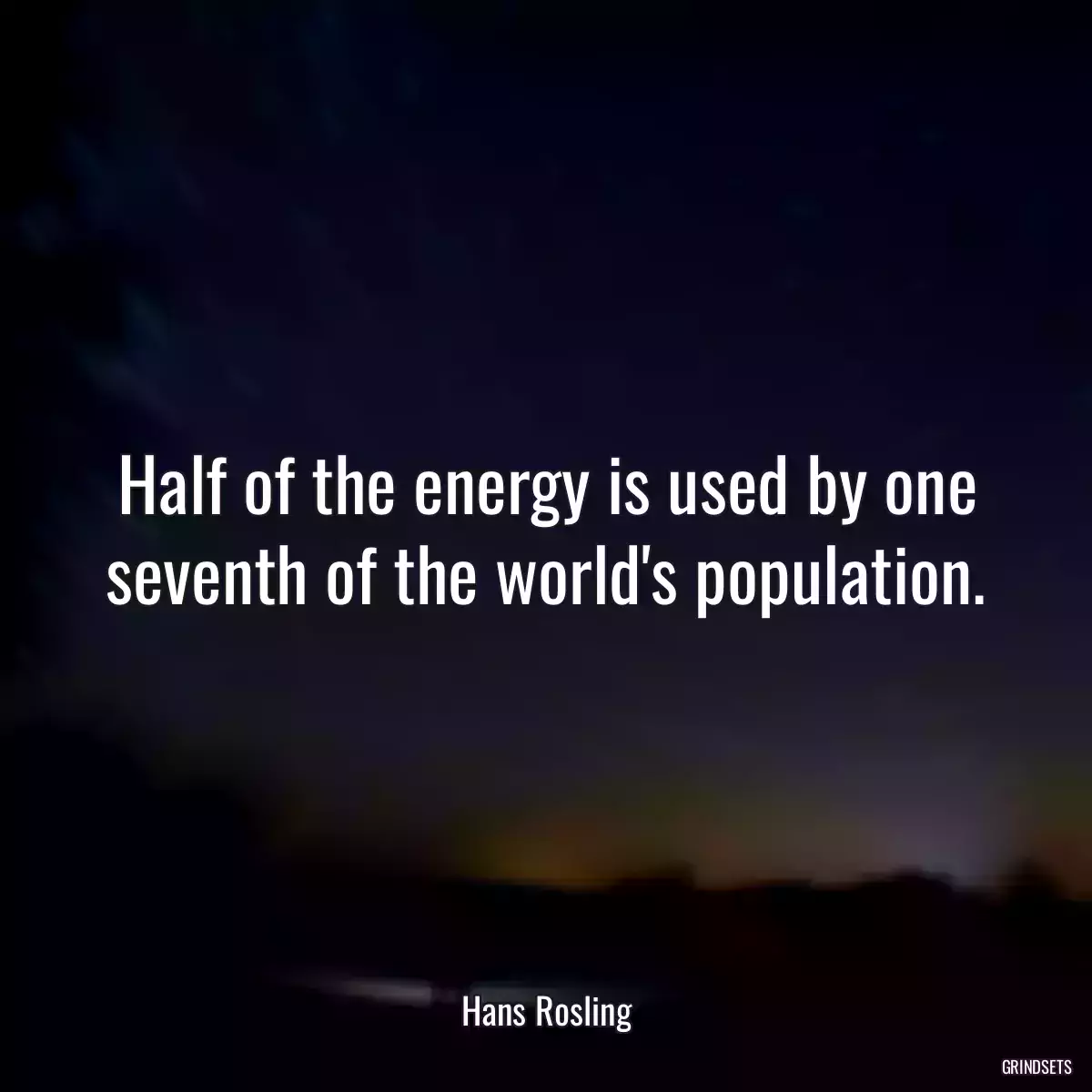 Half of the energy is used by one seventh of the world\'s population.