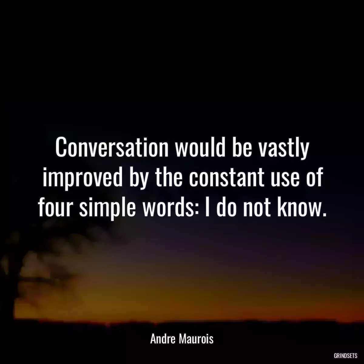 Conversation would be vastly improved by the constant use of four simple words: I do not know.