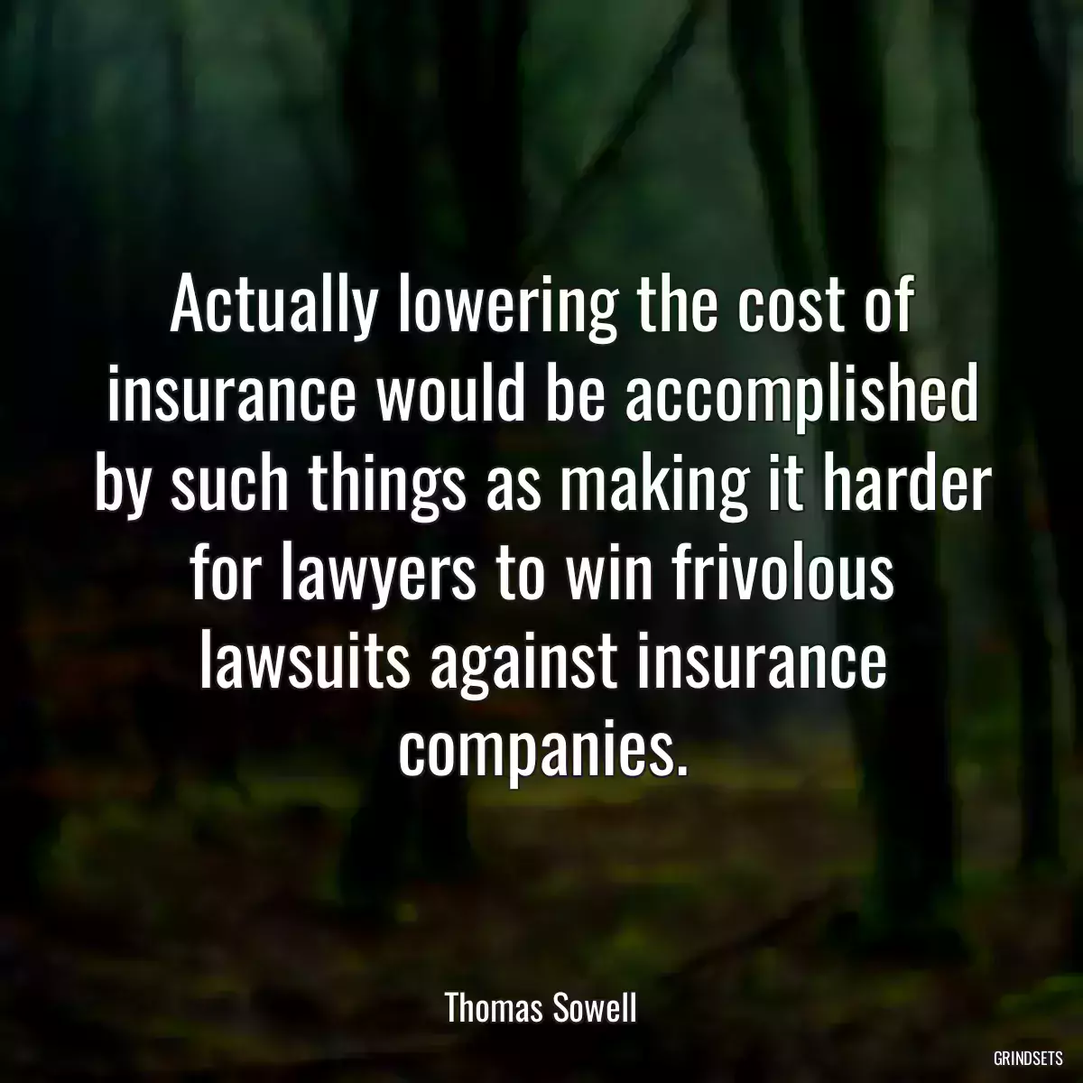 Actually lowering the cost of insurance would be accomplished by such things as making it harder for lawyers to win frivolous lawsuits against insurance companies.
