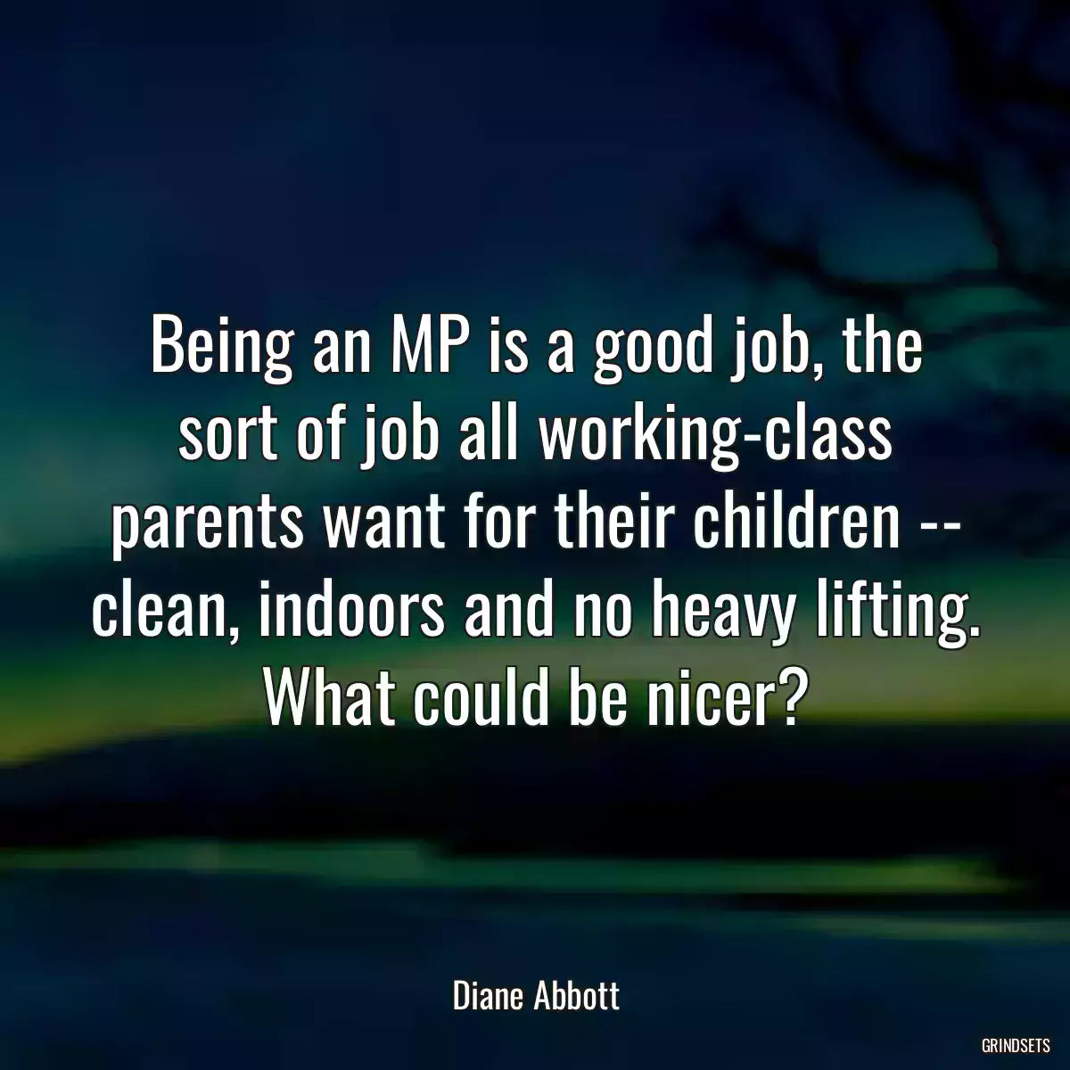 Being an MP is a good job, the sort of job all working-class parents want for their children -- clean, indoors and no heavy lifting. What could be nicer?