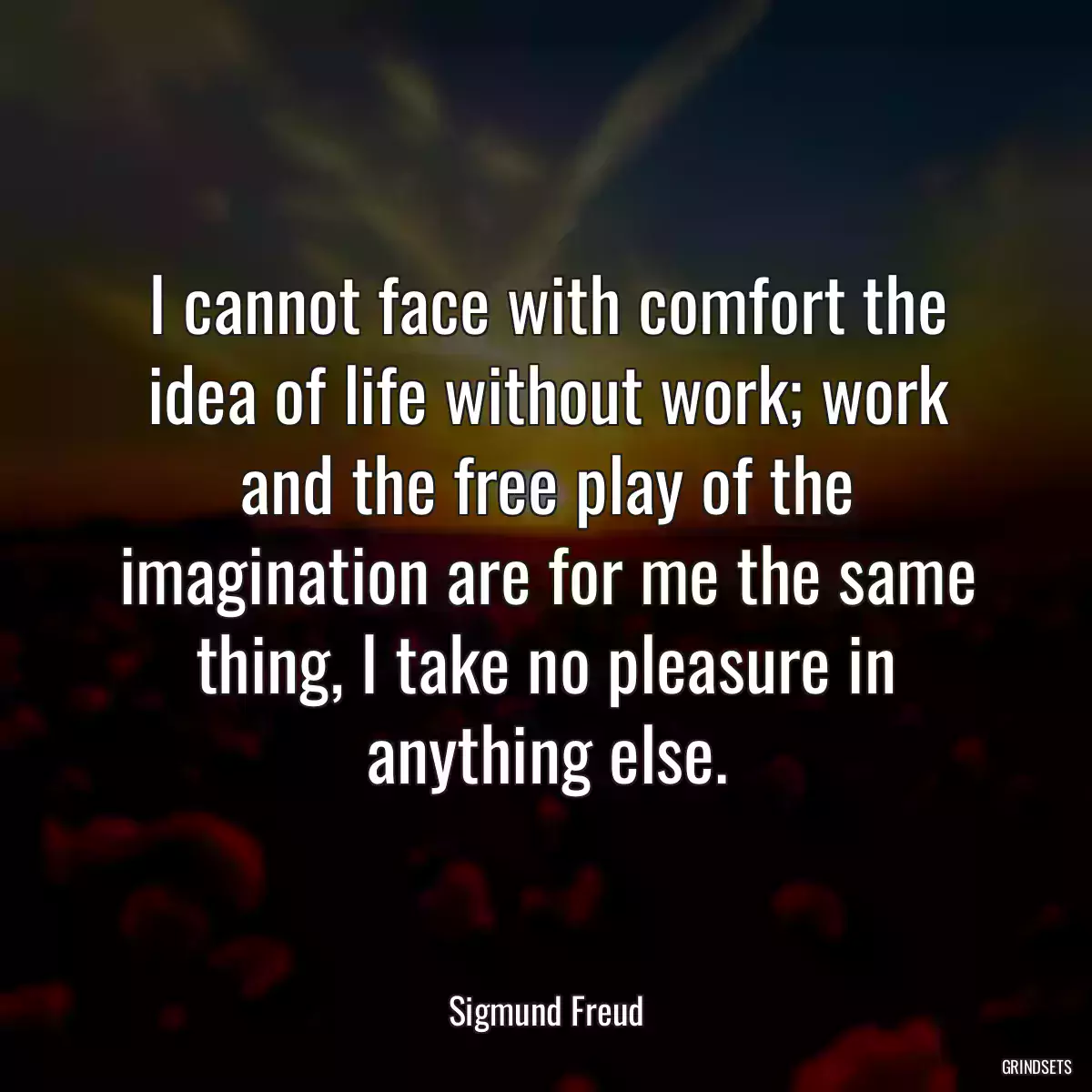 I cannot face with comfort the idea of life without work; work and the free play of the imagination are for me the same thing, I take no pleasure in anything else.