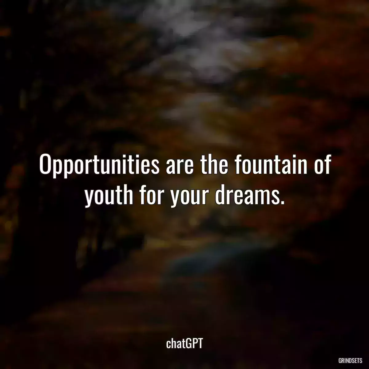 Opportunities are the fountain of youth for your dreams.