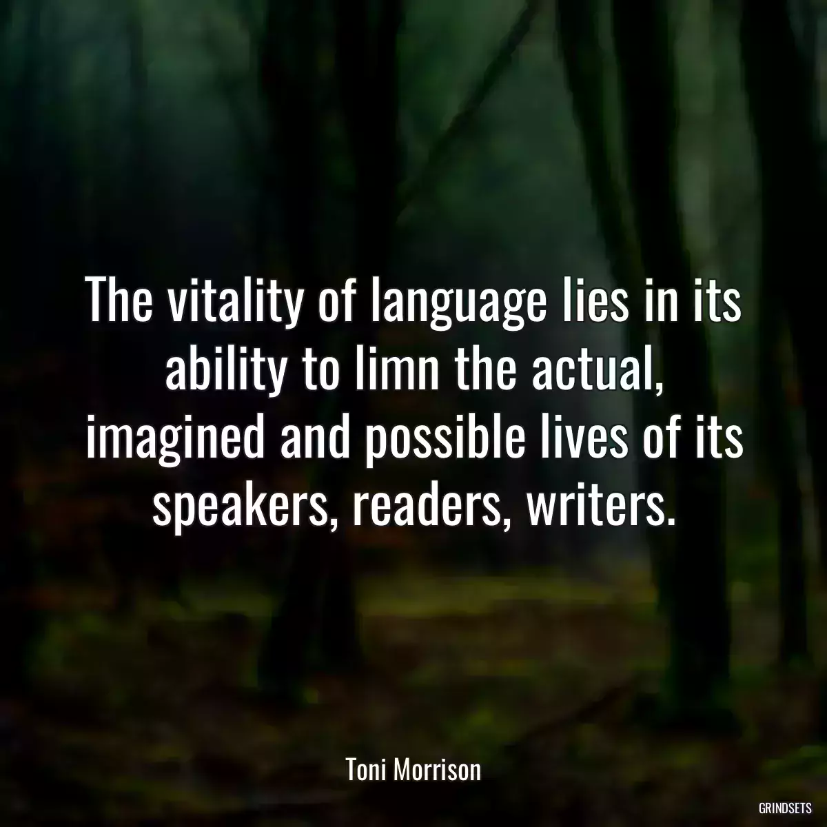 The vitality of language lies in its ability to limn the actual, imagined and possible lives of its speakers, readers, writers.
