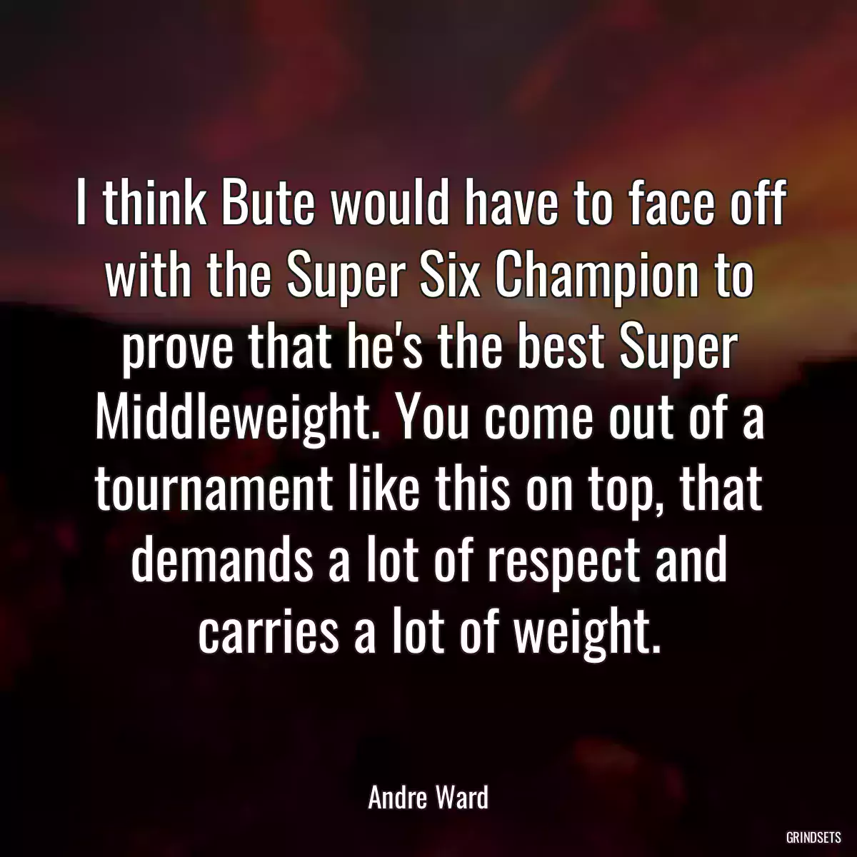 I think Bute would have to face off with the Super Six Champion to prove that he\'s the best Super Middleweight. You come out of a tournament like this on top, that demands a lot of respect and carries a lot of weight.