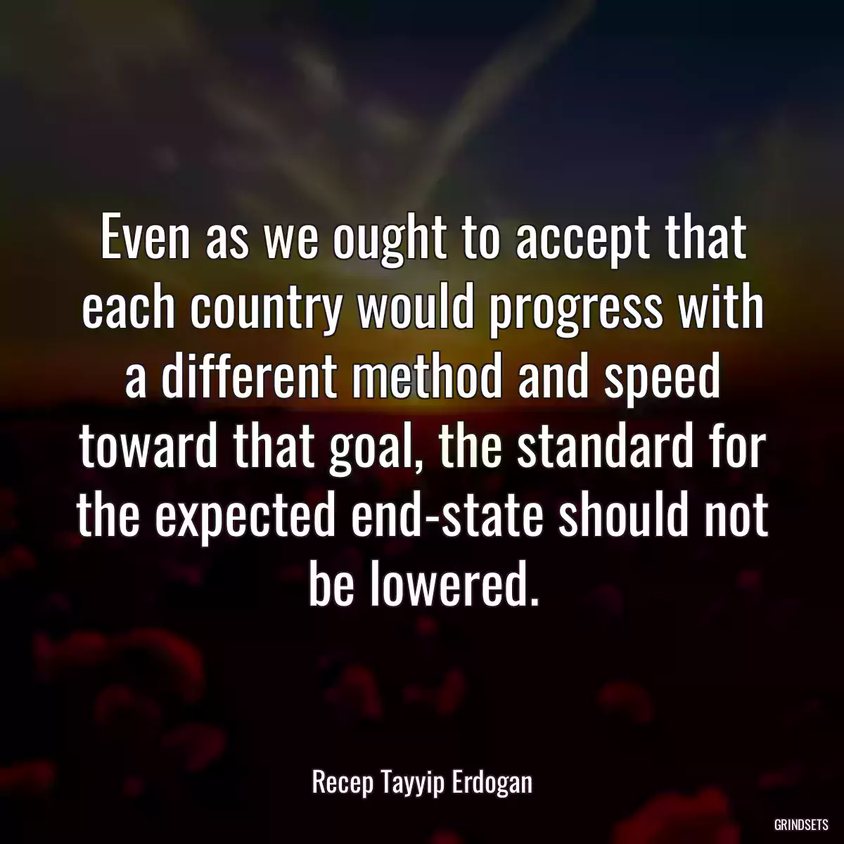 Even as we ought to accept that each country would progress with a different method and speed toward that goal, the standard for the expected end-state should not be lowered.