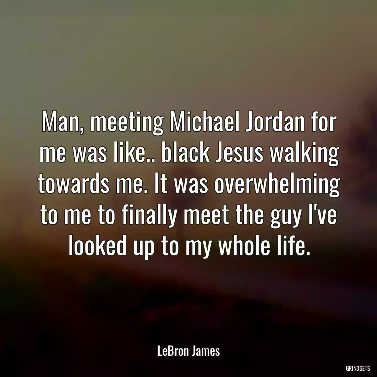 Man, meeting Michael Jordan for me was like.. black Jesus walking towards me. It was overwhelming to me to finally meet the guy I\'ve looked up to my whole life.