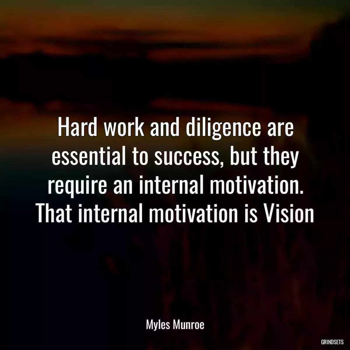 Hard work and diligence are essential to success, but they require an internal motivation. That internal motivation is Vision