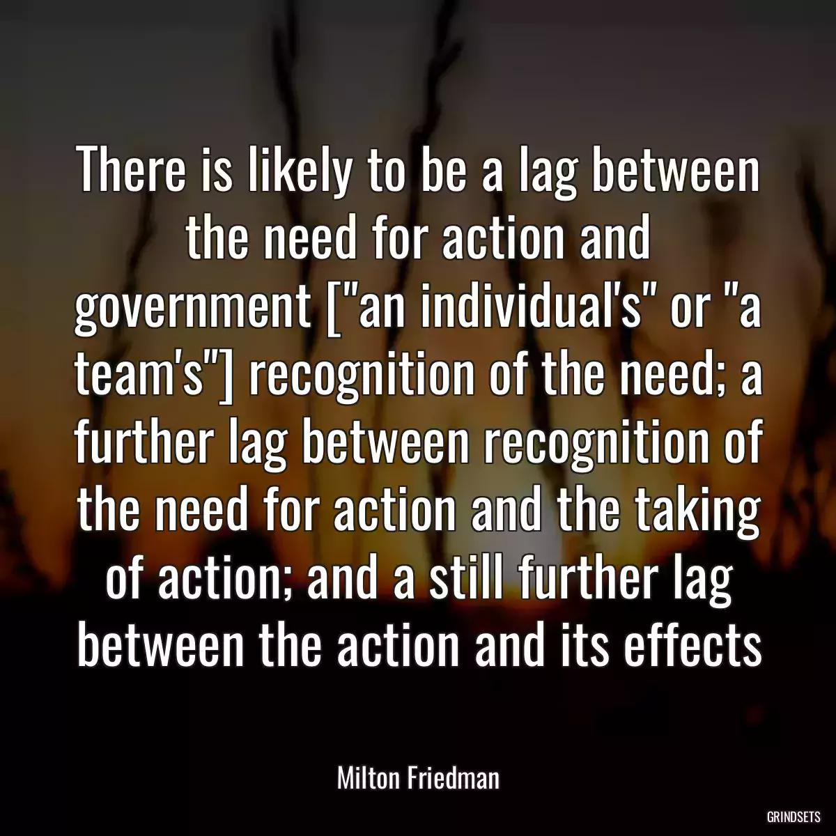 There is likely to be a lag between the need for action and government [\