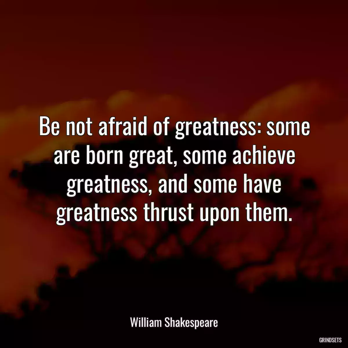 Be not afraid of greatness: some are born great, some achieve greatness, and some have greatness thrust upon them.