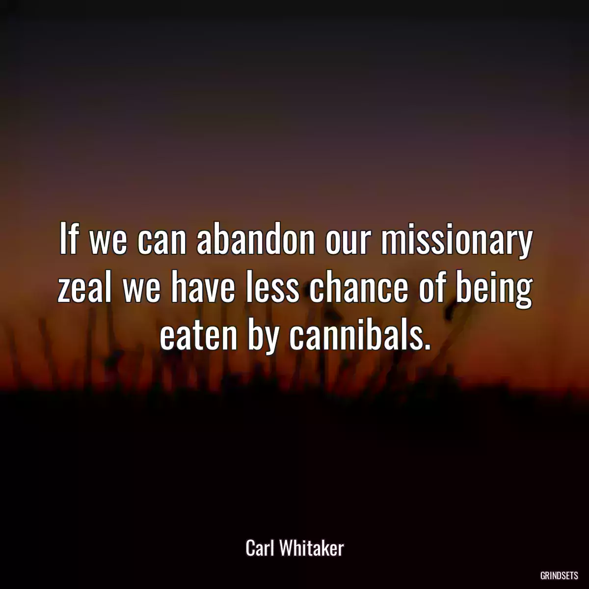 If we can abandon our missionary zeal we have less chance of being eaten by cannibals.