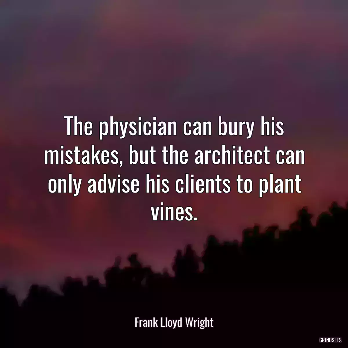 The physician can bury his mistakes, but the architect can only advise his clients to plant vines.