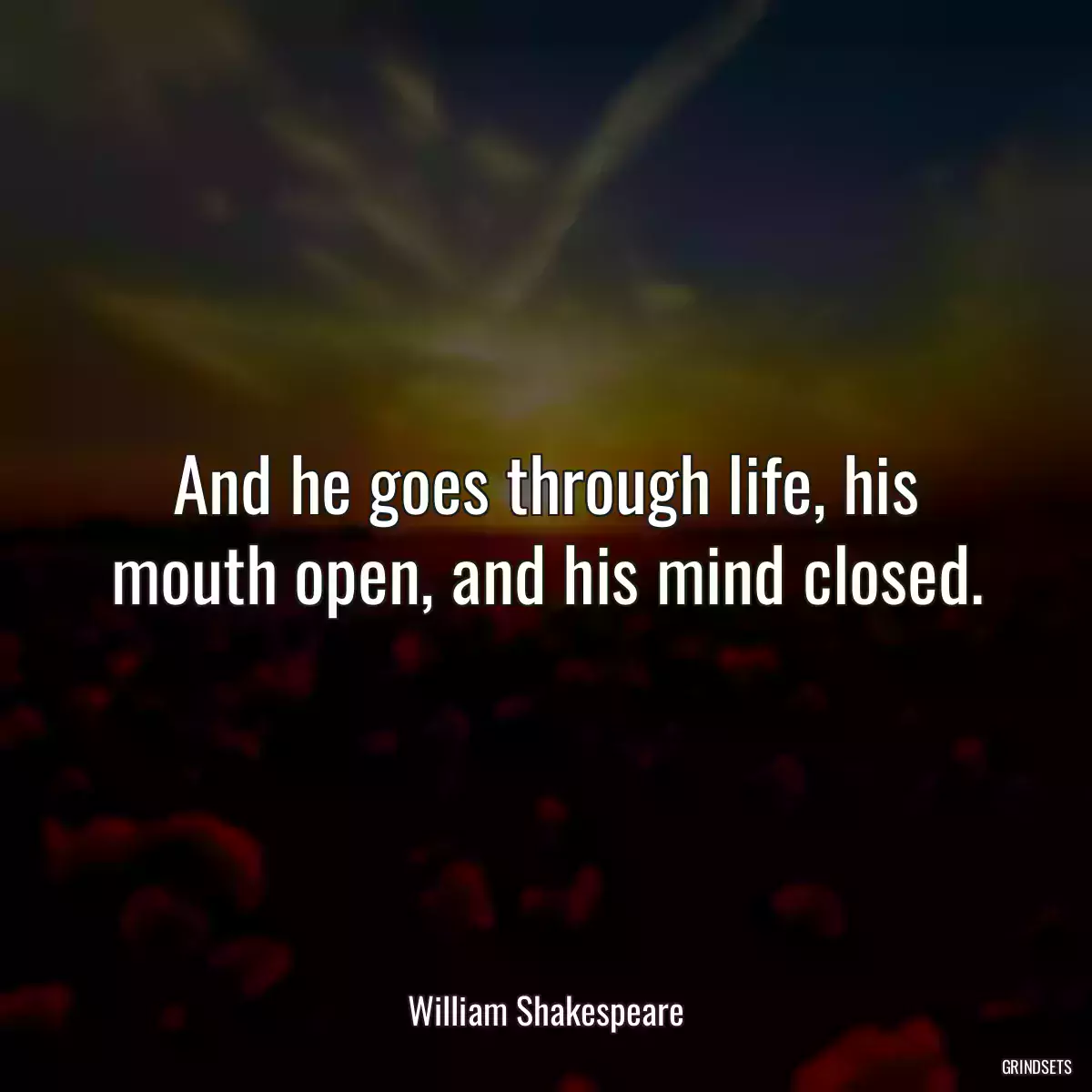 And he goes through life, his mouth open, and his mind closed.