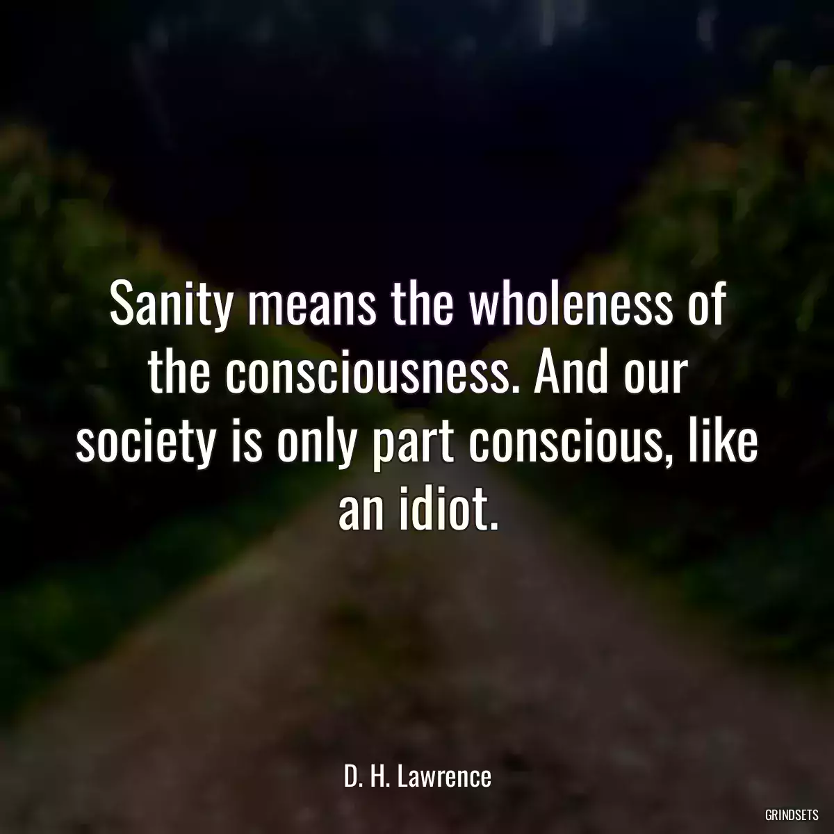 Sanity means the wholeness of the consciousness. And our society is only part conscious, like an idiot.