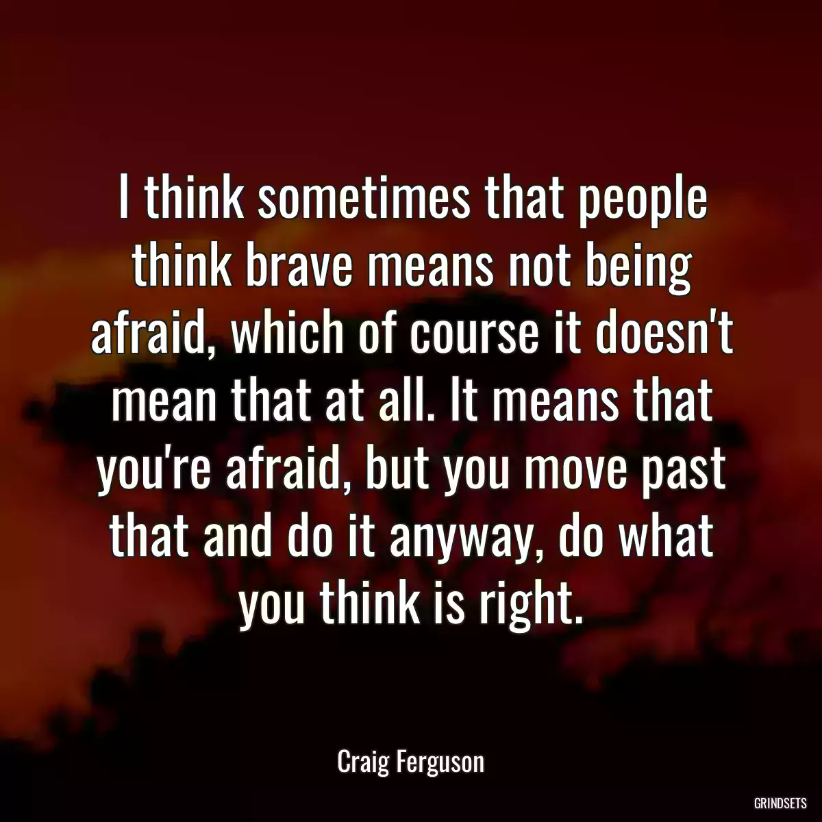 I think sometimes that people think brave means not being afraid, which of course it doesn\'t mean that at all. It means that you\'re afraid, but you move past that and do it anyway, do what you think is right.