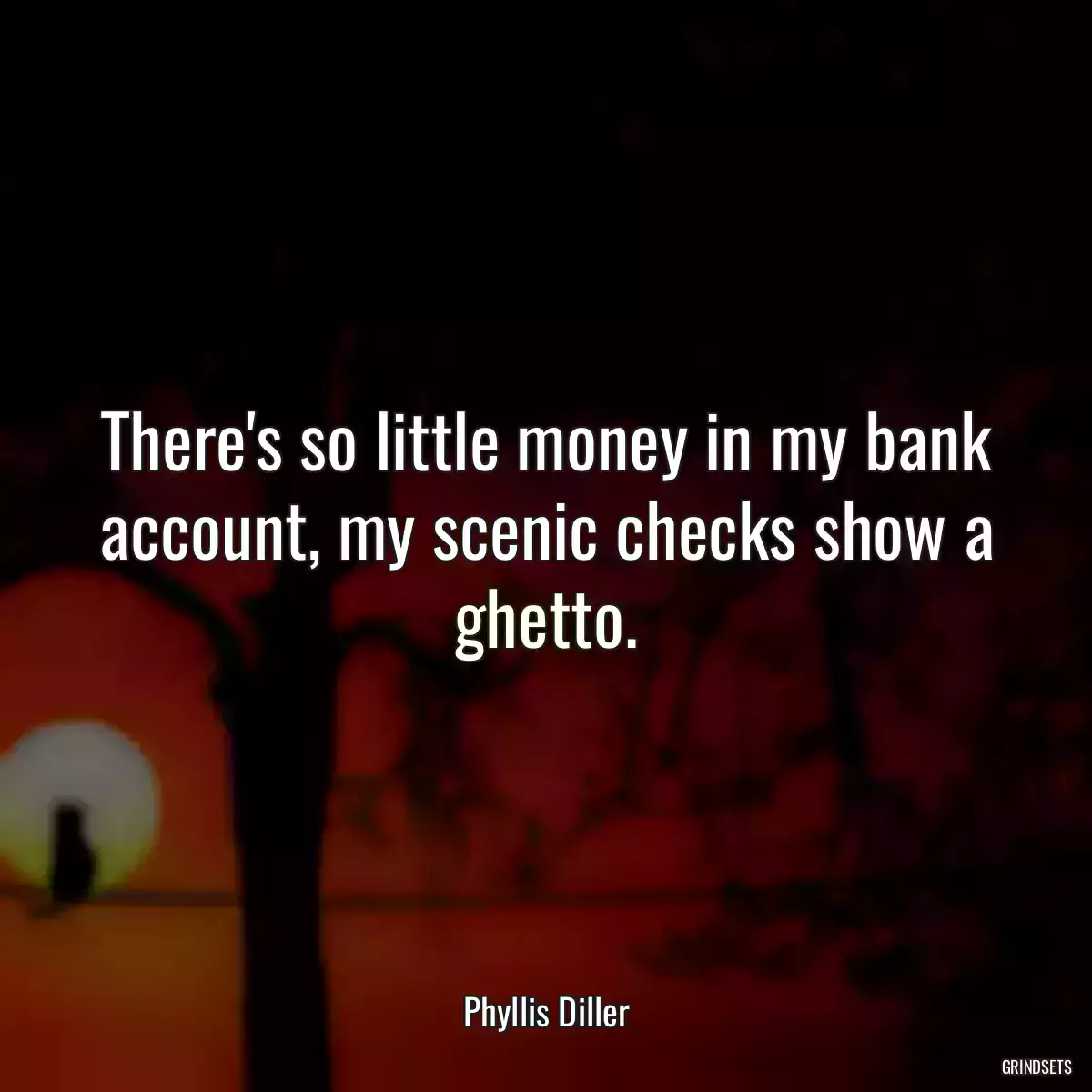 There\'s so little money in my bank account, my scenic checks show a ghetto.