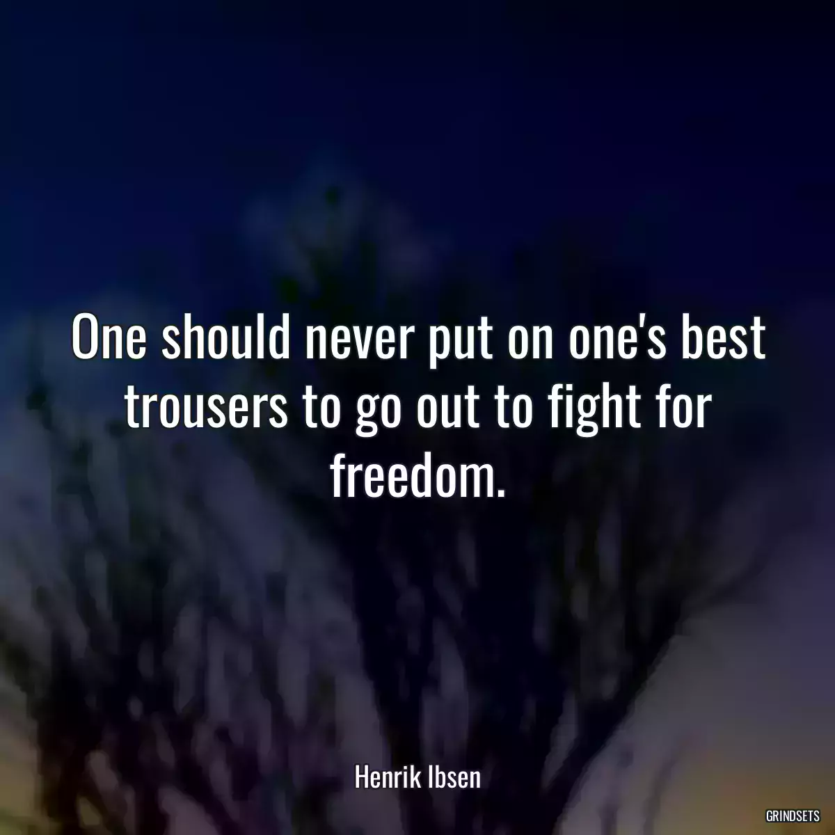 One should never put on one\'s best trousers to go out to fight for freedom.