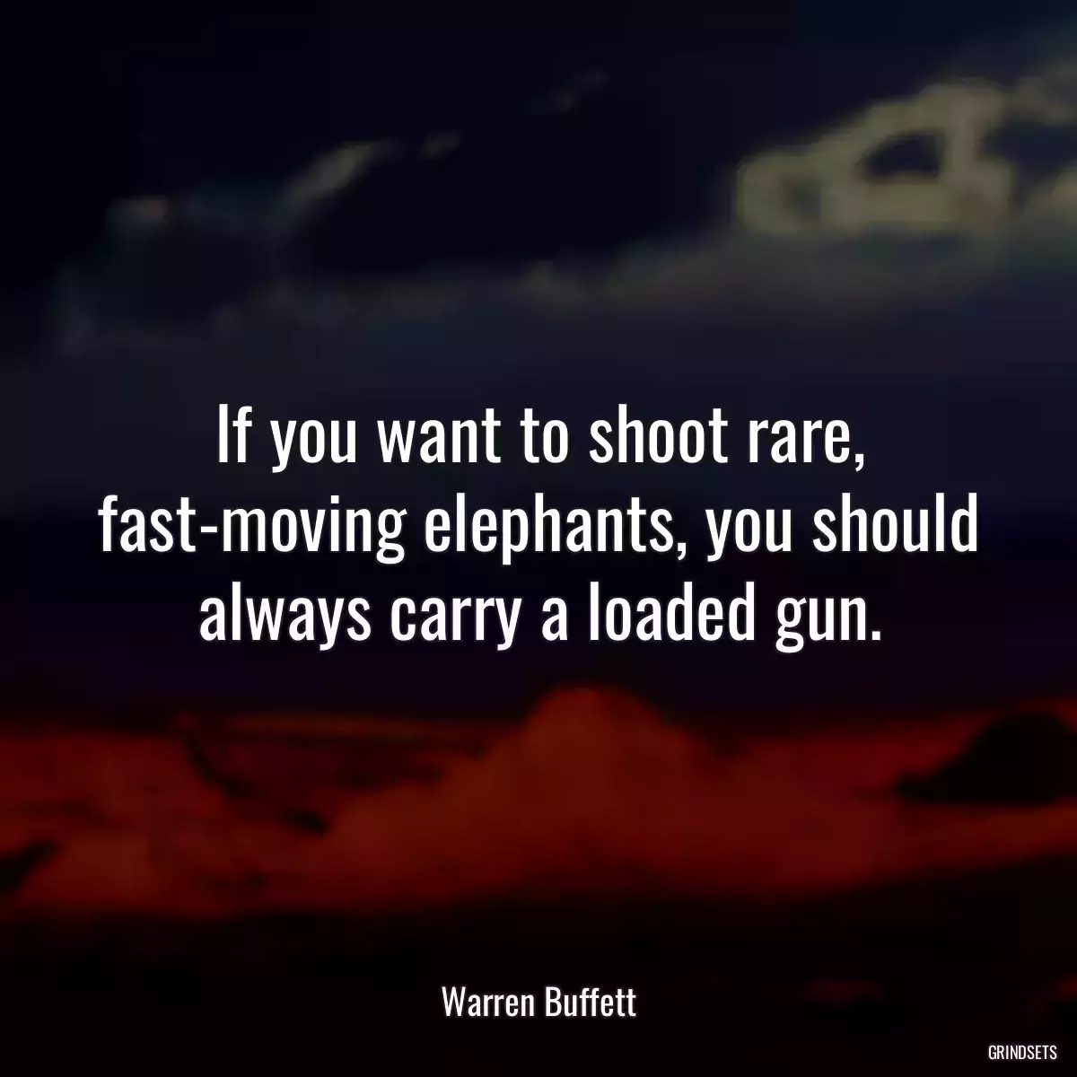 If you want to shoot rare, fast-moving elephants, you should always carry a loaded gun.